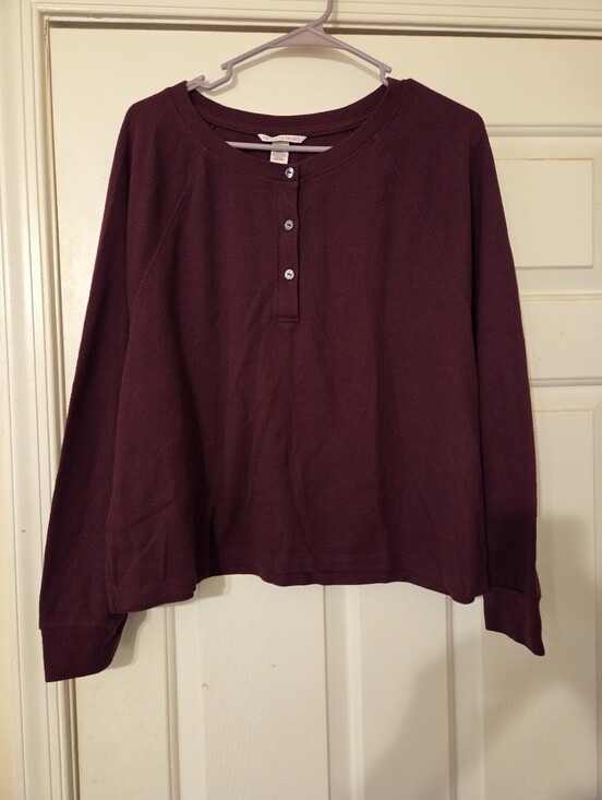 Victoria's Secret Dresses & Skirts - Victoria's Secret Waffle-Knit Button Henley in Maroon